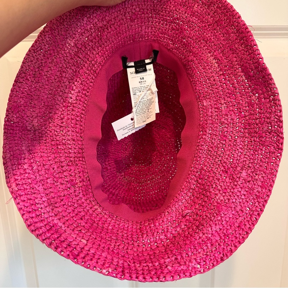 NWOT Max Mara Weekend Label-cut Logo Raffia Cloche Size: M/L Spring/ Summer Pink - Picture 9 of 11